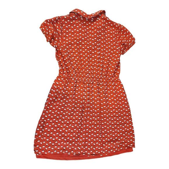 Forever 21 rooster / chicken print red mini dress sz small v neck w collar - Picture 2 of 13
